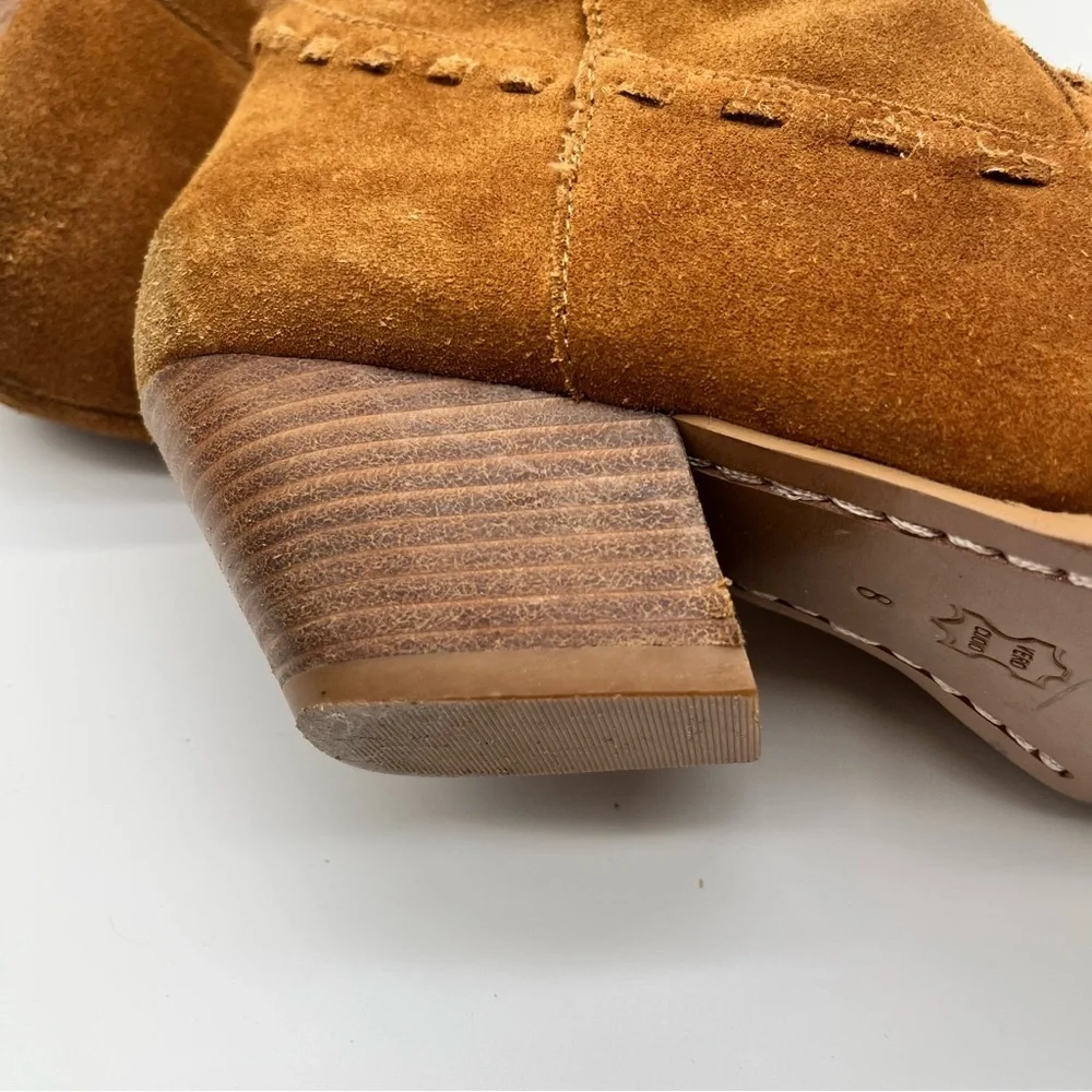 Michael Kors Brown Suede Cowboy Pull On Mid-Calf Pointed Raped Heal Boots 8M